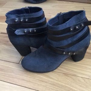 Blue suede BP booties